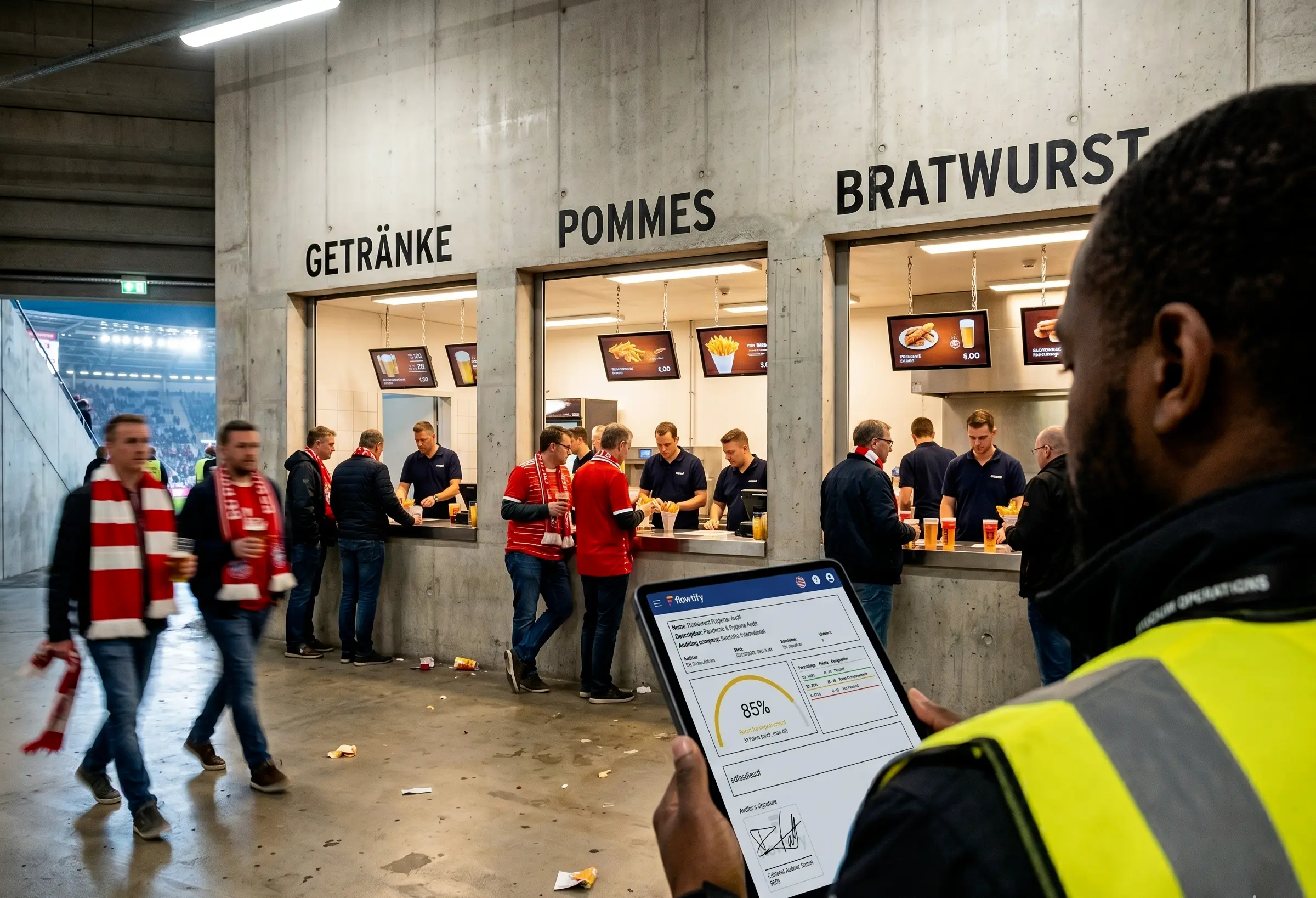 Clear prioritisation of audit tasks in a stadium kiosk foodservice operation